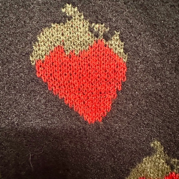 Strawberry Patterned Black Sweater-One Size - Picture 3 of 4